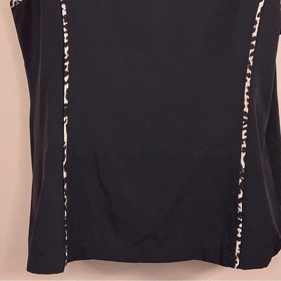 LARGE CHRISTOPHER AND BANKS BLACK LEOPARD PIPING VEST ZIP CLOSURE OUTDOOR - Picture 8 of 11